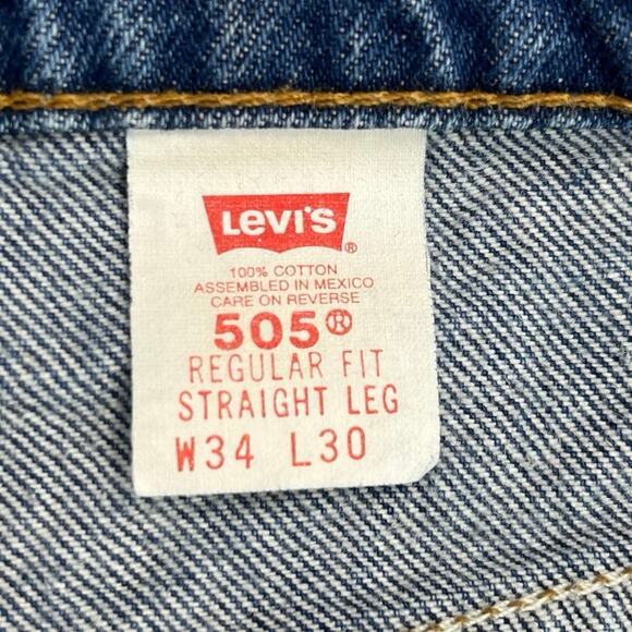 Levi’s Vintage Jeans 505 Mens 34x30 “33x29.5” Straight Leg Orange‎ Tab 90s Blue - Picture 8 of 14